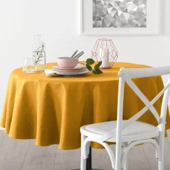 Tovaglia rotonda antimacchia (Ø180 cm) Mina Giallo ocra