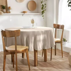 Tovaglia rotonda in garza di cotone (180 cm) Gaia Beige pampa