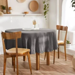 Tovaglia rotonda in garza di cotone (180 cm) Gaïa Grigio granito