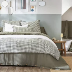 Trapunta garza di cotone (90 x 200 cm) Gaïa vichy Verde rosmarino