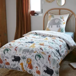 Trapunta stampata bambini cotone e una federa (140 x 200 cm) Savana Multicolore