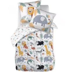 Trapunta stampata bambini cotone e una federa (140 x 200 cm) Savana Multicolore