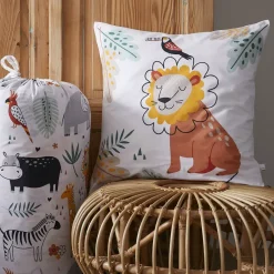 Trapunta stampata bambini cotone e una federa (140 x 200 cm) Savana Multicolore