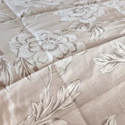 Trapunta stampata e due federe in cotone (200 x 200 cm) Lara Beige