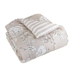 Trapunta stampata e due federe in cotone (200 x 200 cm) Lara Beige