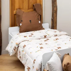 Trapunta stampata per bambini e una federa (140 x 200 cm) Pompon Marrone