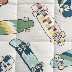 Trapunta stampata per bambini in cotone (140 x 200 cm) California Blu