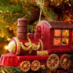 Trenino di Natale da appendere (7.5 cm) Rosso