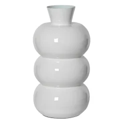 Vaso in metallo smaltato fatto a mano (H33 cm) Serena Bianco brillante