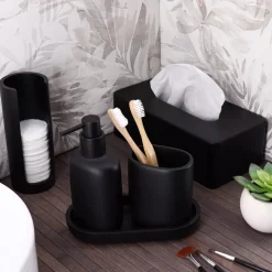 Vassoio ovale da bagno (19,5 cm) Japandi Nero
