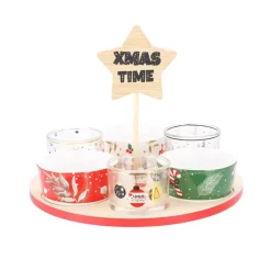 Vassoio per tapas e 6 ciotole (D24 cm) Tempo di Natale Multicolore