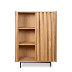 Vetrina alta a 3 livelli in rovere massiccio (98 x 135 cm) Rytm Naturale