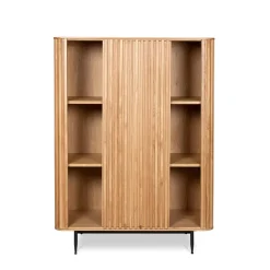 Vetrina alta a 3 livelli in rovere massiccio (98 x 135 cm) Rytm Naturale