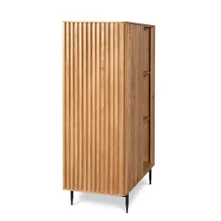 Vetrina alta a 3 livelli in rovere massiccio (98 x 135 cm) Rytm Naturale