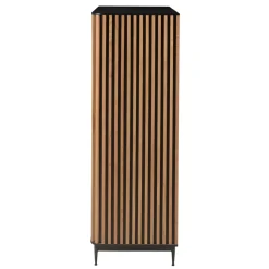 Vetrina alta a 3 livelli in rovere massiccio (98 x 135 cm) Rytm Nero
