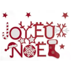 Vetrostatiche Joyeux Noël rosso