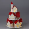 Villaggio di Natale in legno luminoso a pile (H30 cm) Case con tetti rossi