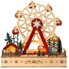 Villaggio di Natale in legno luminoso e musicale a pile (28 x H28 cm) Grande ruota colorata