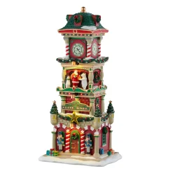 Villaggio di Natale Lemax luminoso La torre dell'Orologio della piazza del villaggio