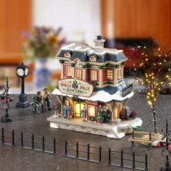 Villaggio di Natale Lemax luminoso Set completo Stazione Holly Jolly