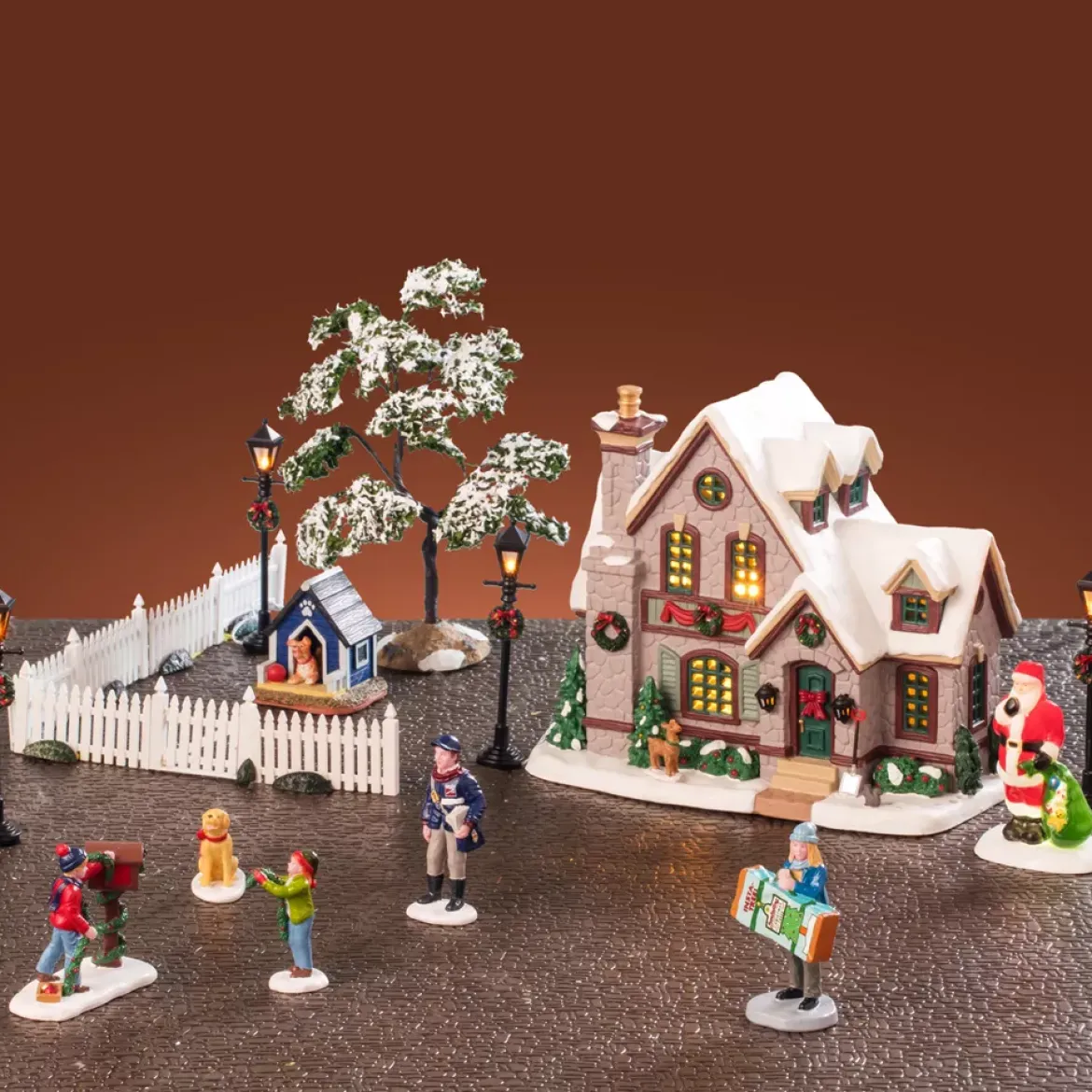 Villaggio di Natale Lemax luminoso Set completo Natale Bianco