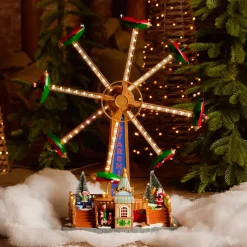 Villaggio di Natale luminoso, animato e musicale (H47 cm) Giostra aerei