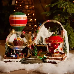 Villaggio di Natale luminoso, animato e musicale (H27 cm) Parco di divertimenti