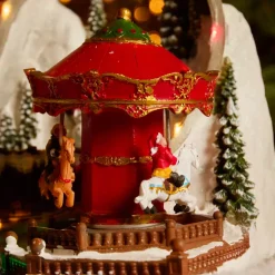 Villaggio di Natale luminoso, animato e musicale (H27 cm) Parco di divertimenti