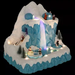 Villaggio di Natale musicale e animato (H26 cm) Banchisa dei pinguini